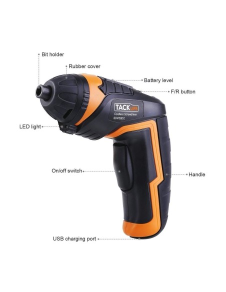 Tacklife SDP50DC ηλεκτρικό κατσαβίδι 3.6V με 30 μύτες