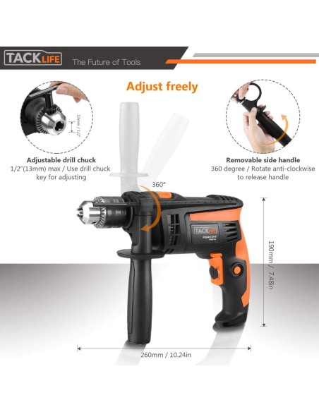 Tacklife PID01A κρουστικό δραπανοκατσάβιδο 2800rpm με μύτες