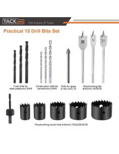 Tacklife PID03B κρουστικό δράπανο7,5A 3000RPM με 15 τρυπάνια 2