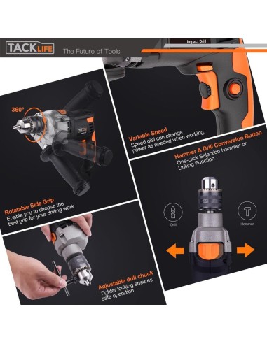 Tacklife PID03B κρουστικό δράπανο7,5A 3000RPM...