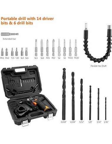 Tacklife PCD01B ασύρματο τρυπάνι με αξεσουάρ