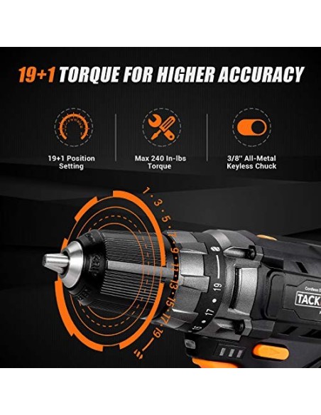 Tacklife PCD01B ασύρματο τρυπάνι με αξεσουάρ