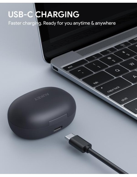 Aukey EP-N7  Hybrid Active Noise Cancelation Wireless Earbuds Black