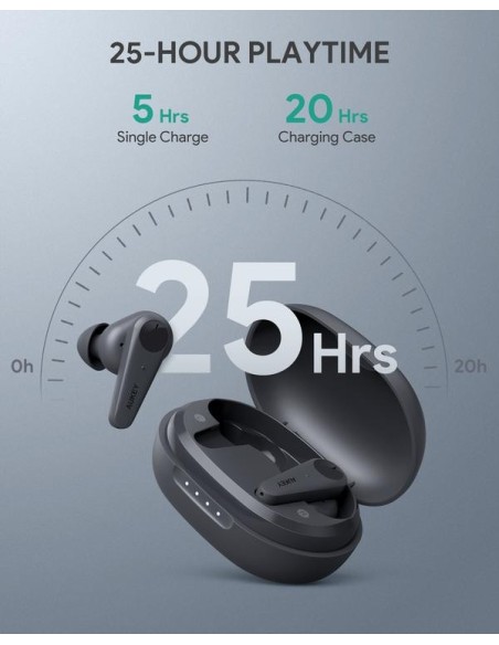 Aukey EP-N7  Hybrid Active Noise Cancelation Wireless Earbuds Black