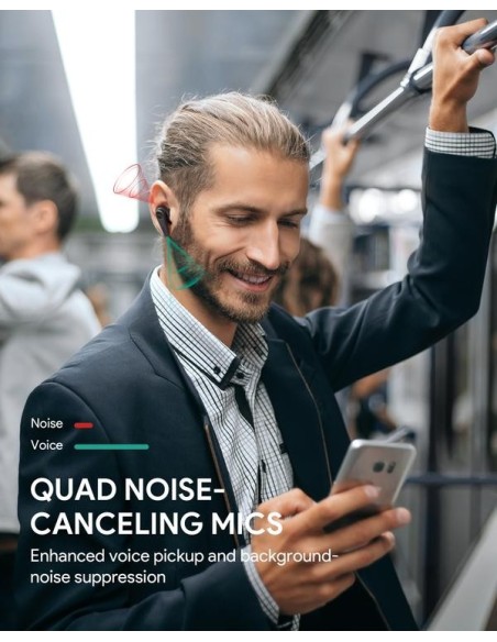 Aukey EP-N7  Hybrid Active Noise Cancelation Wireless Earbuds Black
