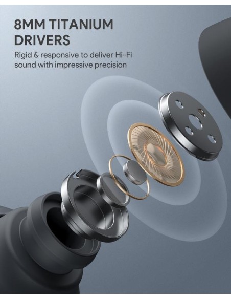 Aukey EP-N7  Hybrid Active Noise Cancelation Wireless Earbuds Black