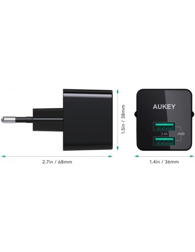 Aukey PA-U32 12w φορτιστής με 2 Θύρες usb 12w