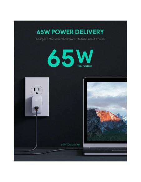 Aukey PA-B4 omnia duo 65w dual-port pd wall charger (Λευκό)