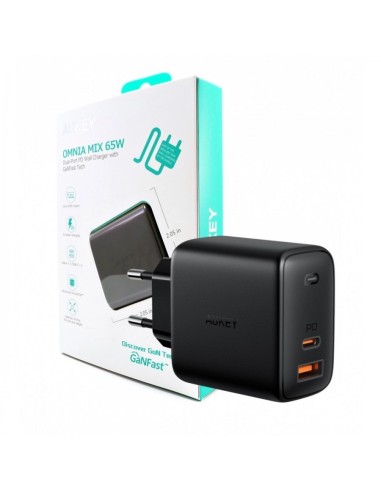 Aukey PA-B3 omnia duo 65w dual-port pd wall...