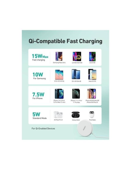 Aukey LC-A1w aircore 15w magnetic wireless charger white