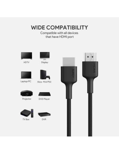Aukey CB-H01HDMI 2.0 braided cable 2-pack...