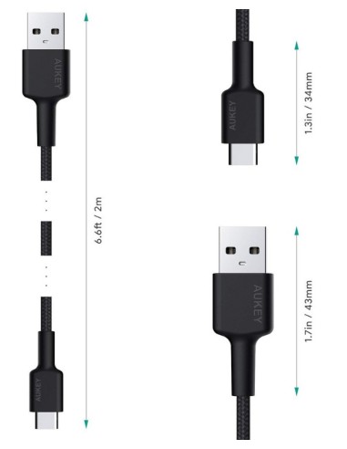 Aukey CB-CMD29 usb-A 2.0 to usb-c braided cable...