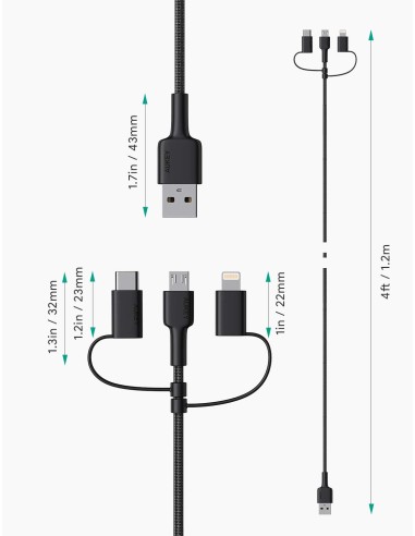 Aukey CB-BAL5 braided usb to lightning / type-C...