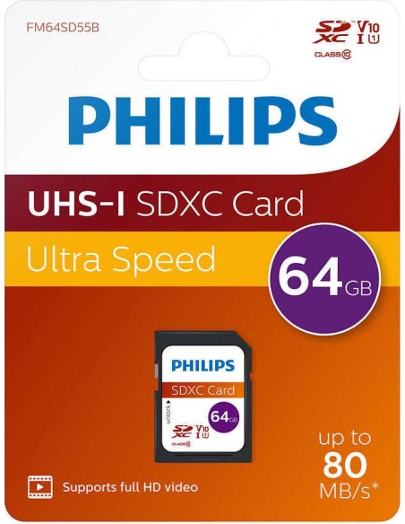 Philips SDXC Card 64GB Class 10 UHS-I U1  FM64SD558/00