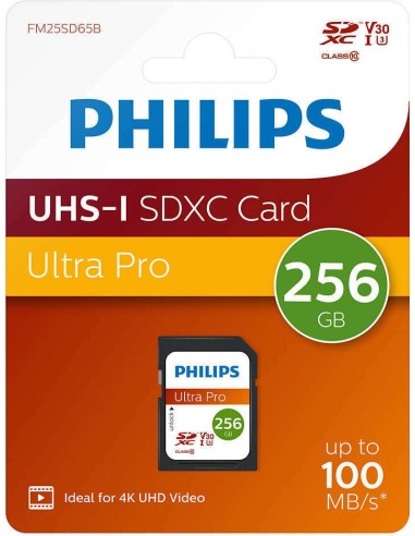Philips SDXC Card 256GB Class 10 UHS-I U3...