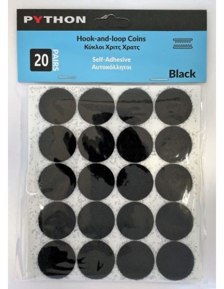 Python 5100 Velcro Coins 25mm Black 20 2ΑΔΕΣ