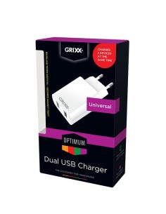 Grixx Optimum Power Adapter 220V Dual USB Charger White 2