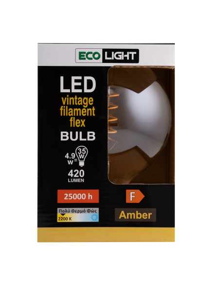 Ecolight 7487 λάμπα filament flex LED amber G125 4.9W E27