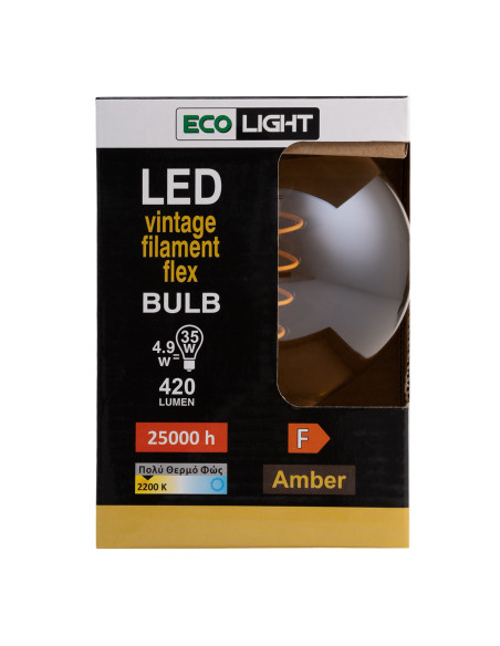 Ecolight 7494 λάμπα filament flex LED amber G95 4.9W E27