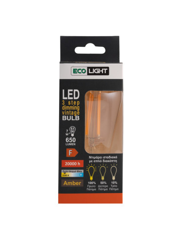 Ecolight 8057 Λάμπα Fil LED Amber ST64  8W E27...