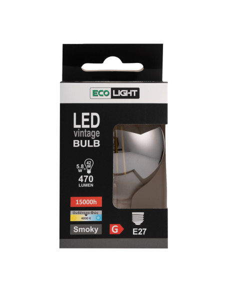 Ecolight 8637 λάμπα filament LED smoky G95 5.8W E27
