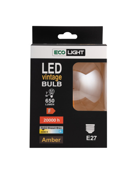 Ecolight 8897 Λάμπα Filament LED Amber  G125  8W E27