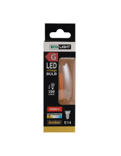 Ecolight 8903 Λάμπα Filament LED Amber Κερί 4W C37 2200Κ 2
