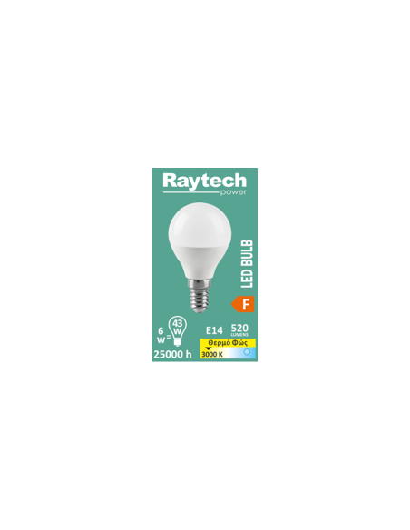Raytech Power 4813 Λάμπα LED G45 Ε14 6W 3000K