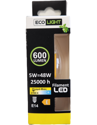 Ecolight 4660 Λάμπα Filament LED Κερί 5W E14 2700K